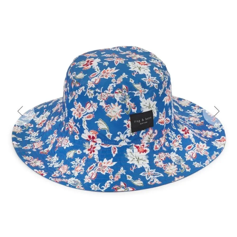 Rag & Bone Addison Printed Cruz Hat in Blue Floral NWT
